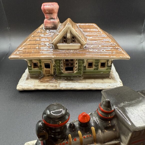Vintage Ceramic Lighted Train Station & Train by Mr. USA - Picture 7 of 15